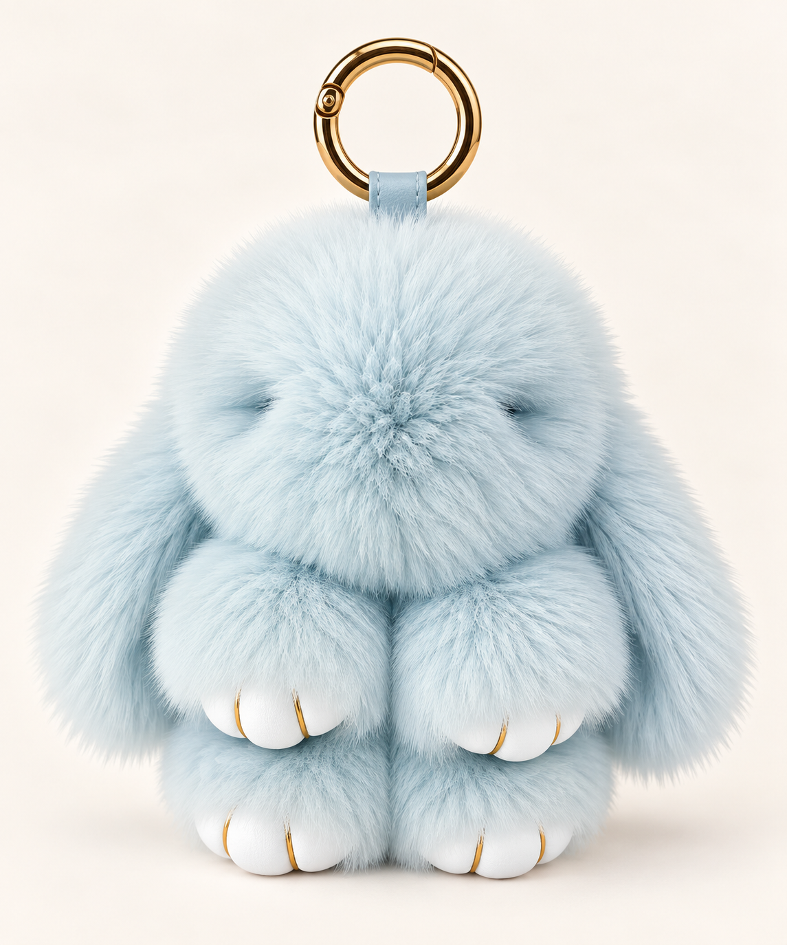 Fluffy bunny bag charm in blue