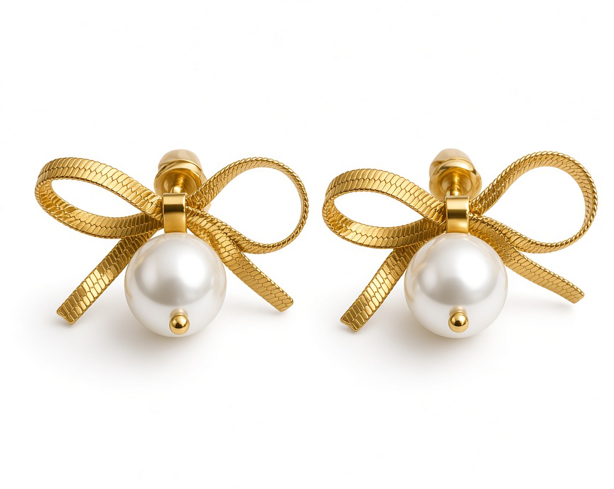 Pearl Bow Earrings
